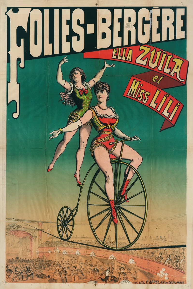 Lith. F.A. Appel - Folies-Bergere Ella Zuila Et Miss Lili