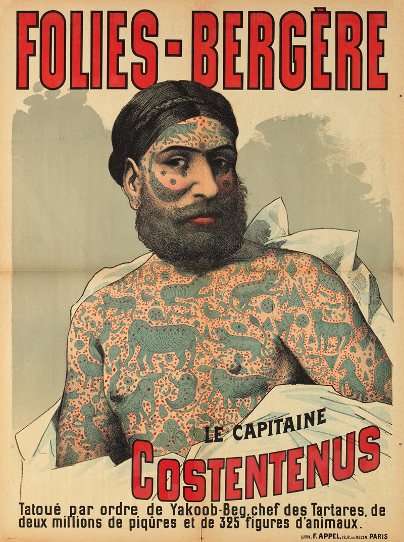 Lith. F.A. Appel - Folies-Bergere Le Capitaine Costentenus