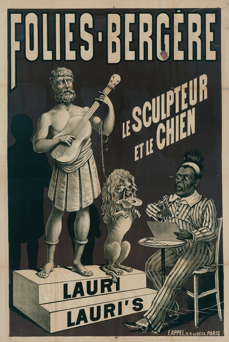 Lith. F.A. Appel - Folies-Bergere Le Sculpteur Et Le Chien Lauri Lauri’s