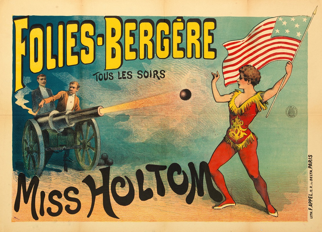 Lith. F.A. Appel - Folies-Bergere Tous Les Soirs Miss Holtom