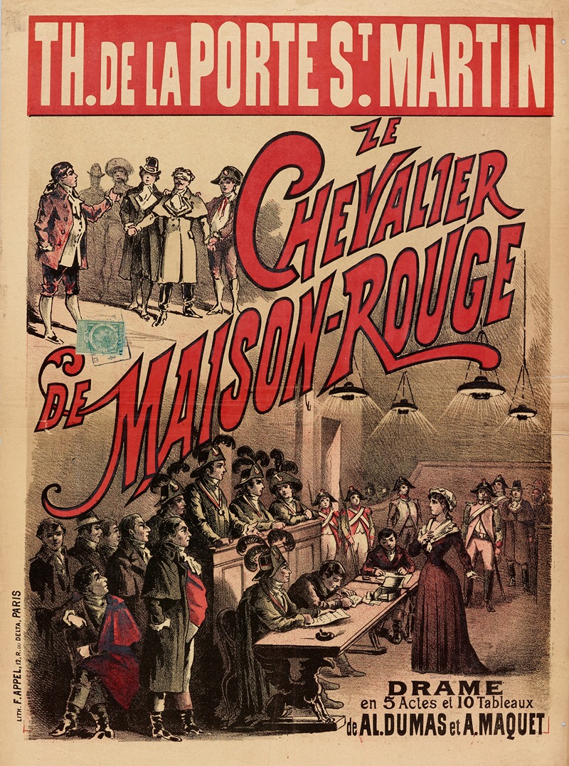 Lith. F.A. Appel - Th. De La Porte St. Martin Le Chevalier De Maison Rouge