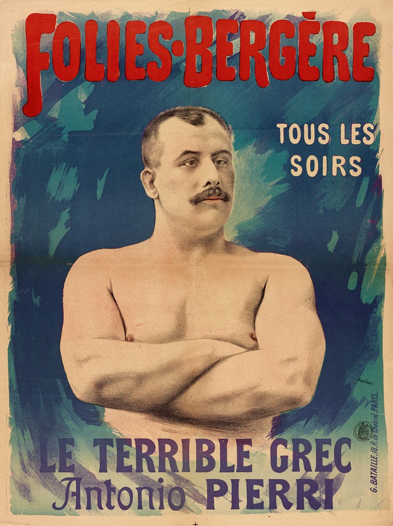 Lith. G. Bataille - Folies-Bergere Tous Les Soirs Le Terrible Grec Antonio Pierri