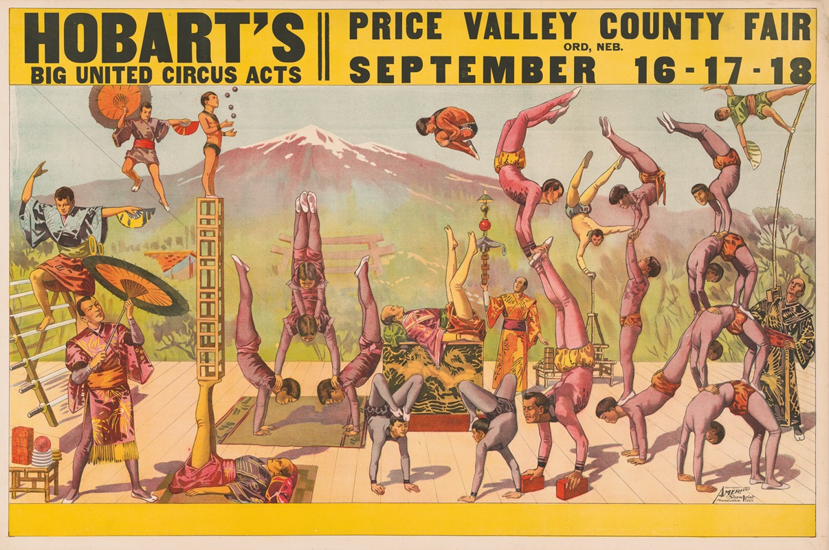 American Show Print - Hobart’s big united circus acts. Price Valley County fair…