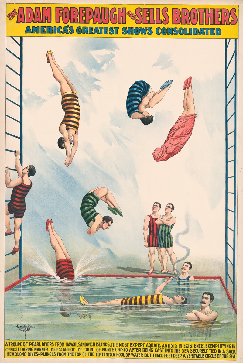 Courier Litho. Co. - A troupe of pearl divers from Hawaii, Sandwich Islands … A veritable circus of the sea