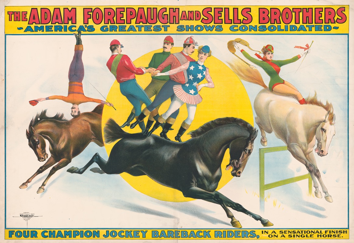 Courier Litho. Co. - Four champion jockey bareback riders