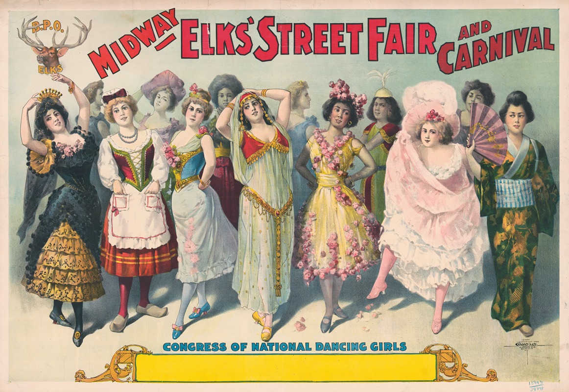 Courier Litho. Co. - Midway Elk’s Street fair and carnival. Congress of national dancing girls