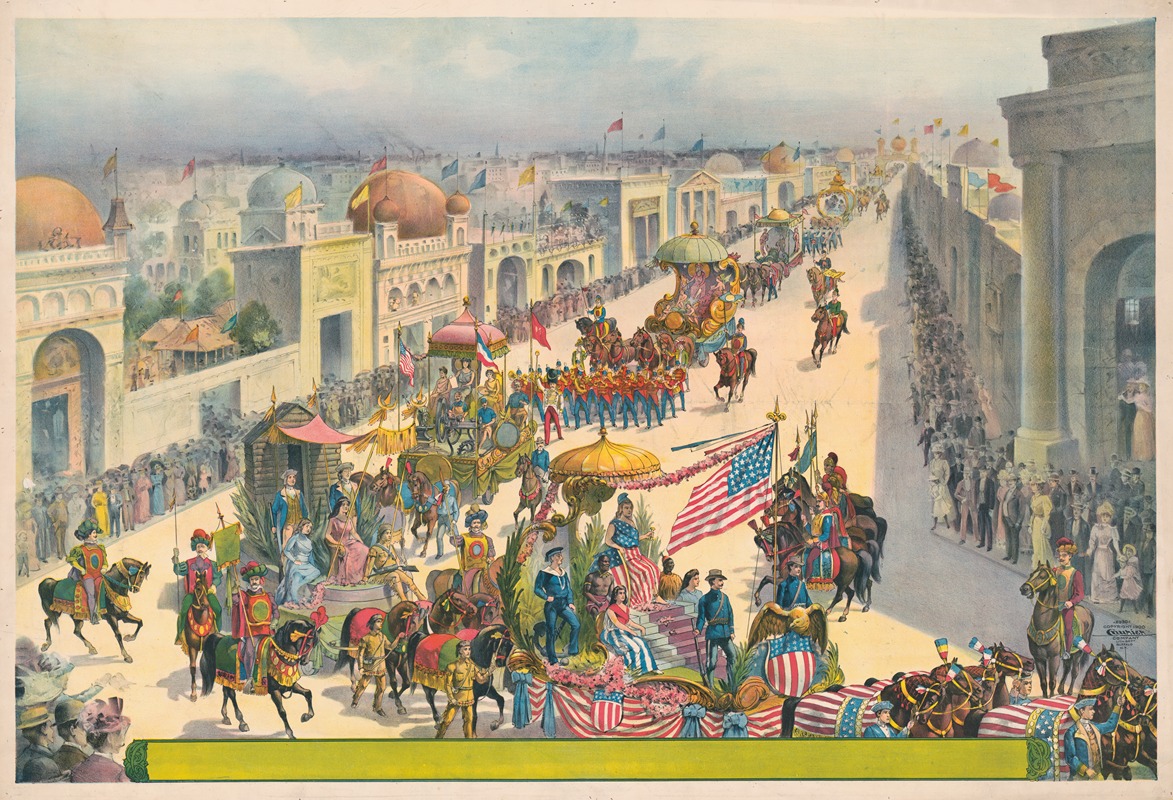 Courier Litho. Co. - Parade of floats setting