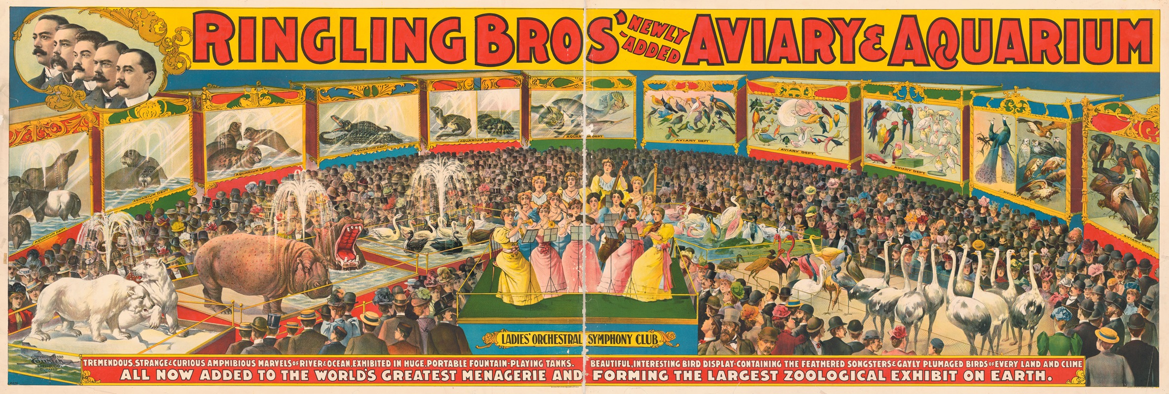 Courier Litho. Co. - Ringling Bros’ – newly added aviary and aquarium … largest zoological exhibit on earth