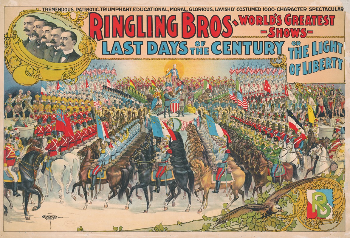 Courier Litho. Co. - Ringling Bros World’s Greatest Shows – Last days of the Century or the light of liberty