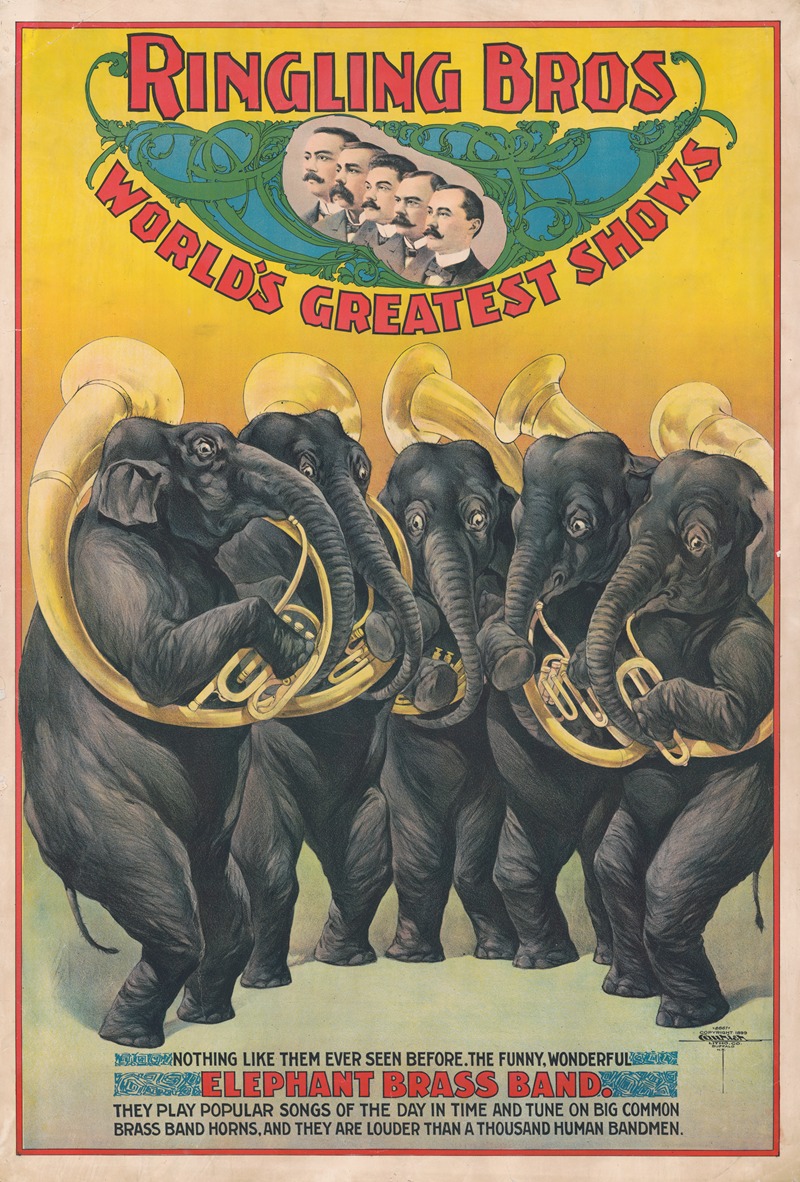 Courier Litho. Co. - Ringling Bros. world’s greatest shows … The funny, wonderful elephant brass band …