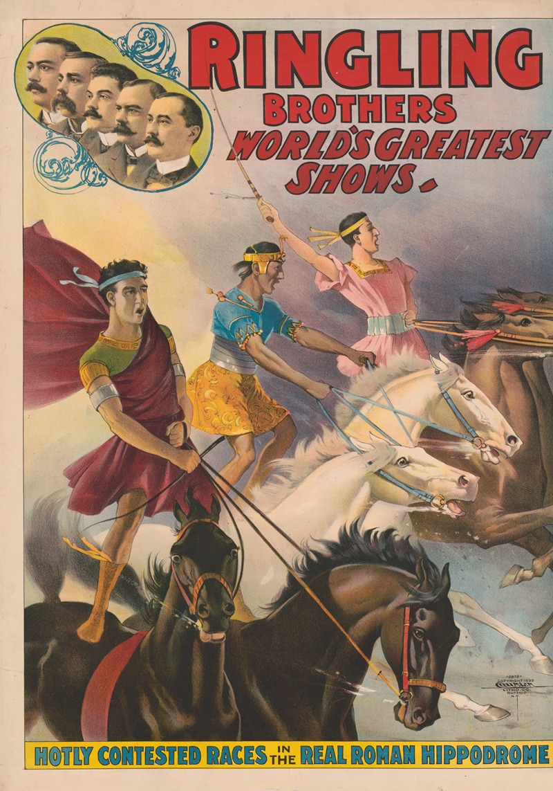 Courier Litho. Co. - Ringling Brothers world’s greatest shows – Hotly contested races in the real Roman hippodrome