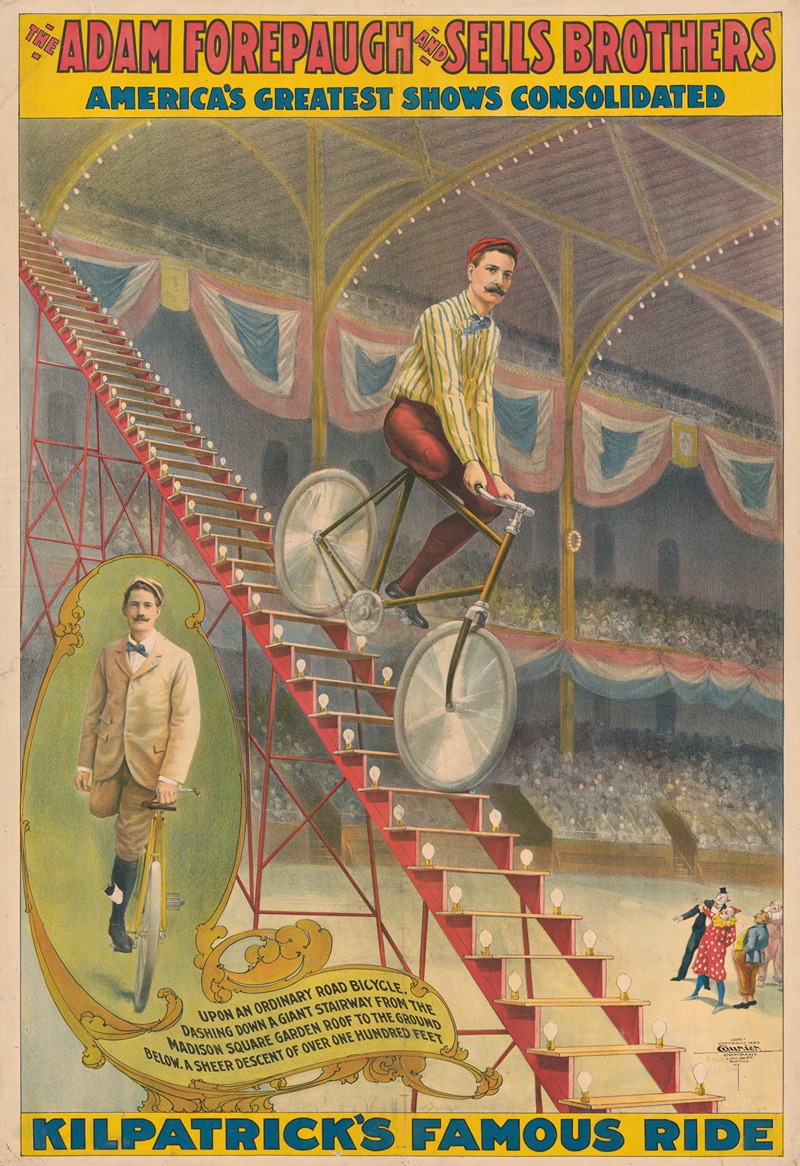 Courier Litho. Co. - The Adam Forepaugh and Sells Brothers America’s greatest shows consolidated–Kilpatrick’s famous ride