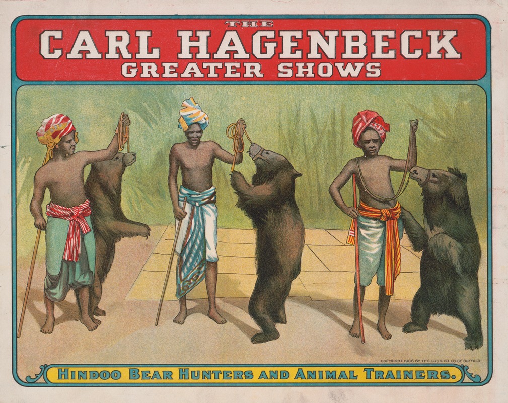 Courier Litho. Co. - The Carl Hagenbeck greater shows. Hindu bear hunters and animals trainers