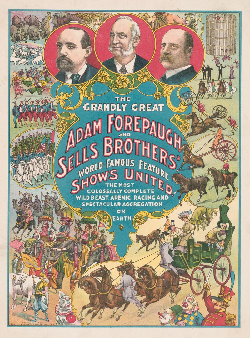 Courier Litho. Co. - The grandly great Adam Forepaugh and Sells Brothers’. World-famous feature shows united