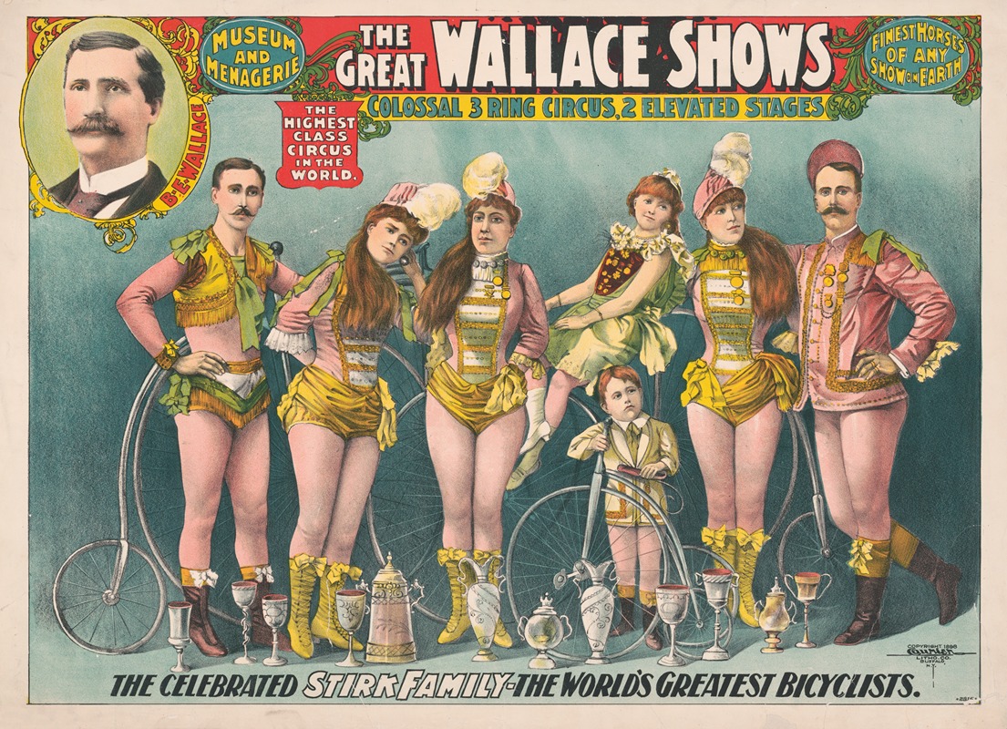 Courier Litho. Co. - The Great Wallace Shows … The celebrated Stirk Family – the World’s greatest bicyclists