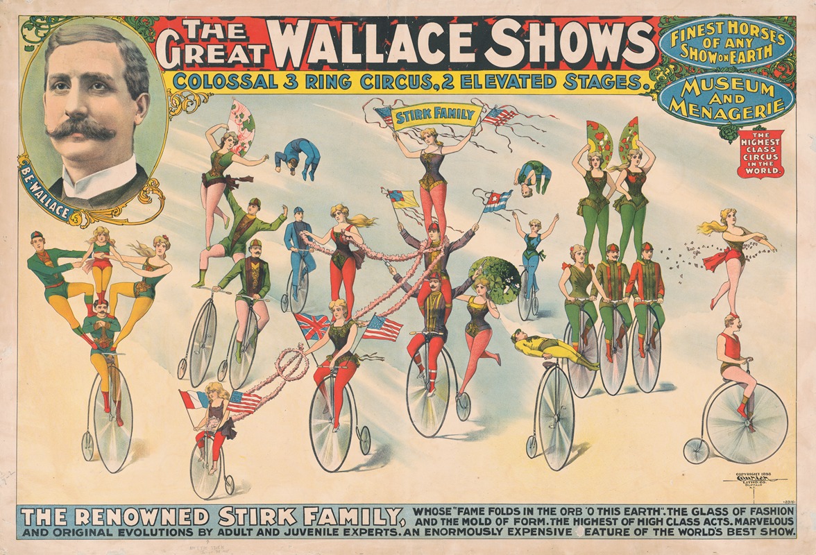 Courier Litho. Co. - The Great Wallace shows ; Colossal 3 ring circus, 2 elevated stages