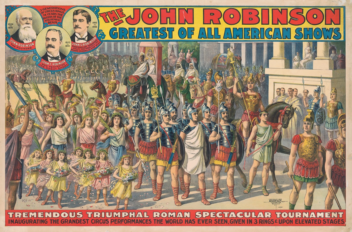 Courier Litho. Co. - The John Robinson greatest of all American shows. Tremendous triumphial Roman spectacular tournament …