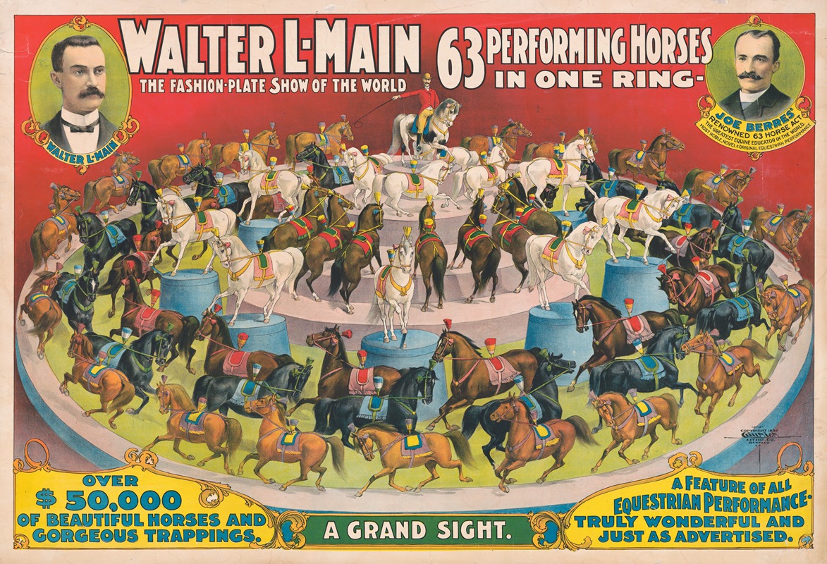 Courier Litho. Co. - Walter L-Main – 63 Performing horses in one ring