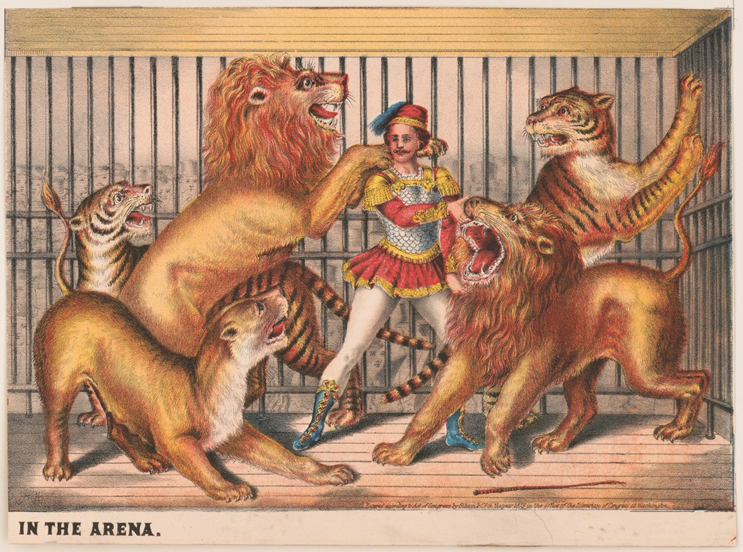 Gibson & Co. Lith - Scenes in the arena (performer lion taming)