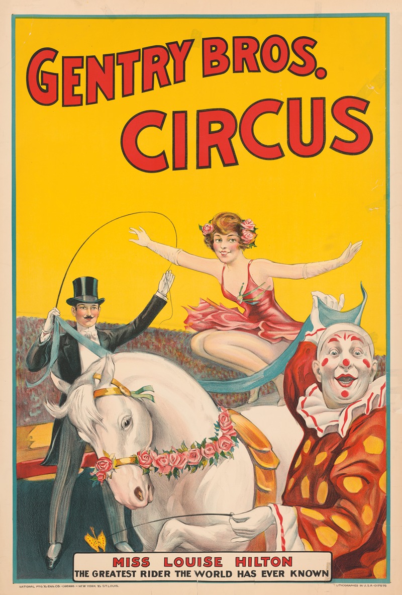 National Ptg. & Eng. Co. - Gentry Bros. circus Miss Louise Hilton, the greatest rider the world has ever known