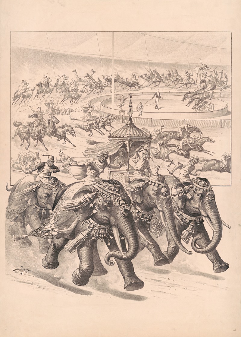 Russell, Morgan & Co. - Elephants, horses, giraffes & camels with riders