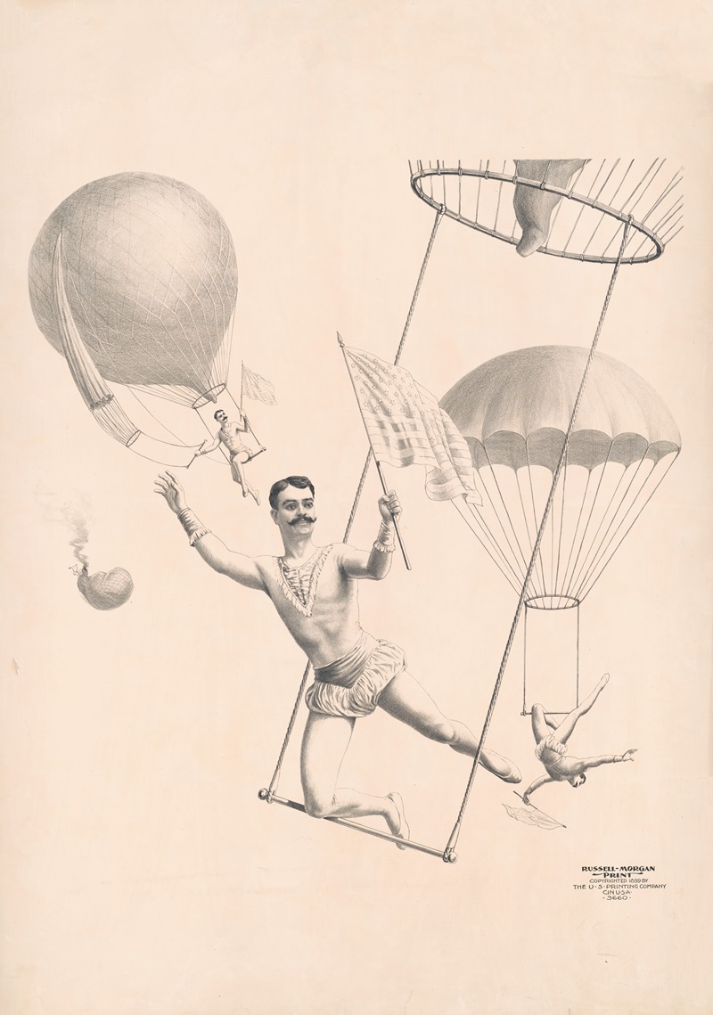 Russell, Morgan & Co. - Trapeze artists flying from balloons