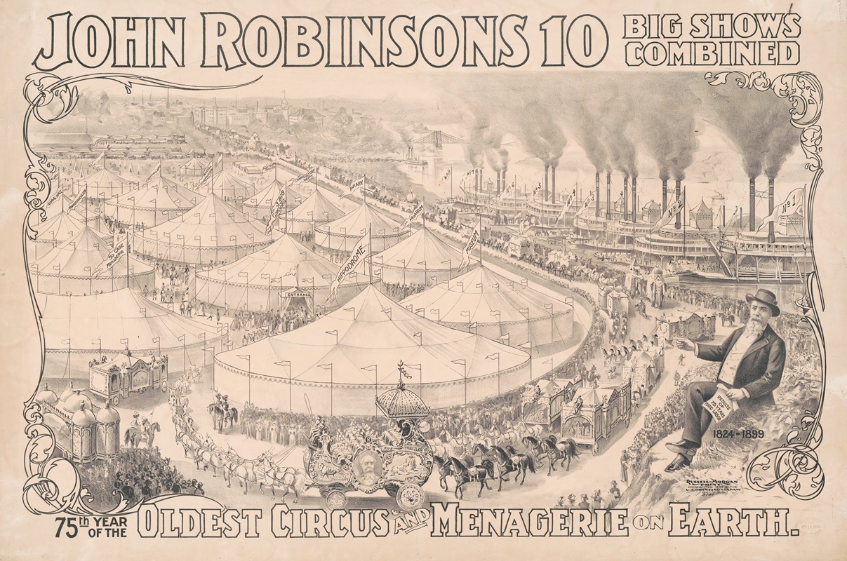 Russell, Morgan & Co. - John Robinsons 10 big shows combined 75th year of the oldest circus and menagerie on earth.