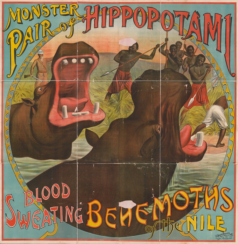 Russell, Morgan & Co. - Monster pair of hippopotamuses. Blood sweating behemoths of the Nile