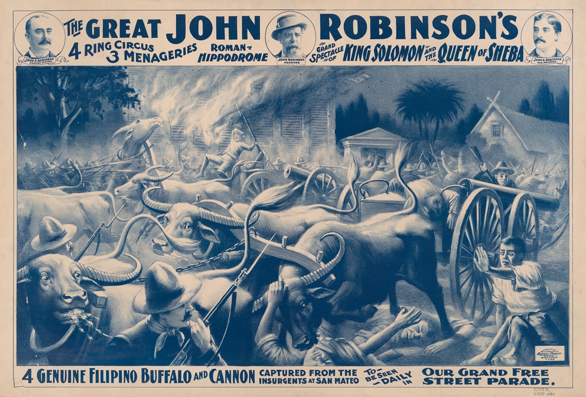 Russell, Morgan & Co. - The great John Robinson’s 4 ring circus…4 genuine Filipino buffalo & cannon captured from the insurgents at San Mateo…