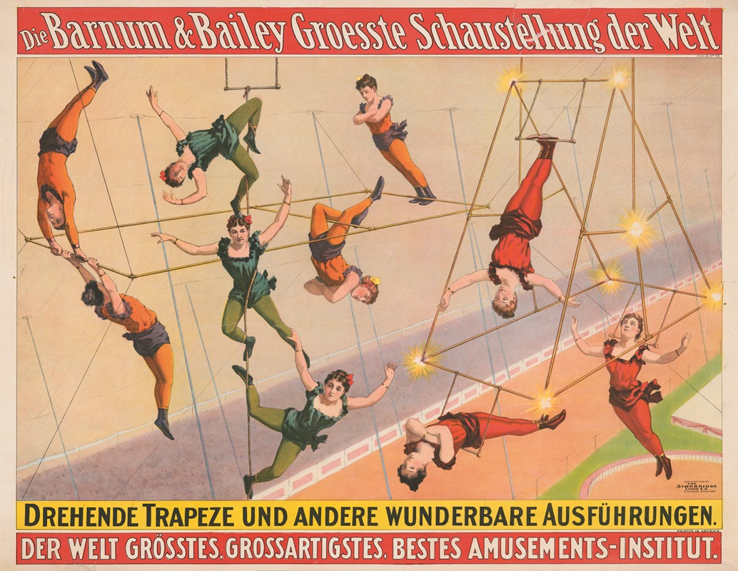 Strobridge & Co. Lith - Die Barnum & Bailey groesste schaustellung der welt Drehende Trapeze…