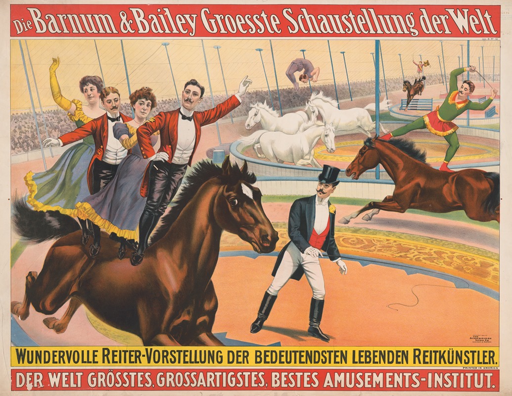 Strobridge & Co. Lith - Die Barnum & Bailey groesste schaustellung der welt Wundervolle Reiter-Vorstellung…