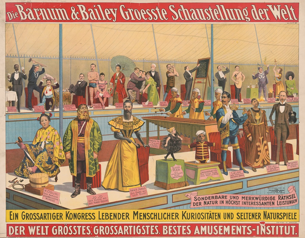 Strobridge & Co. Lith - Die Barnum & Bailey groesste schaustellung der welt. Ein grossartiger kongress lebender menschlicher kuriositäten…