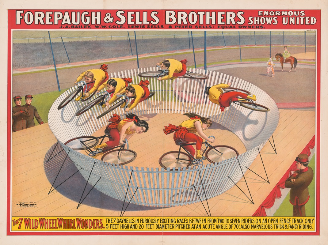 Strobridge & Co. Lith - Forepaugh & Sells Brothers enormous shows united. The 7 wild wheel whirl wonders. The 7 Gaynells …