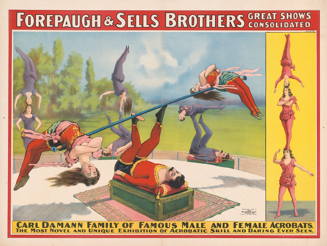 Strobridge & Co. Lith - Forepaugh & Sells Brothers great shows consolidated. Carl Damann family of famous male and female acrobats…