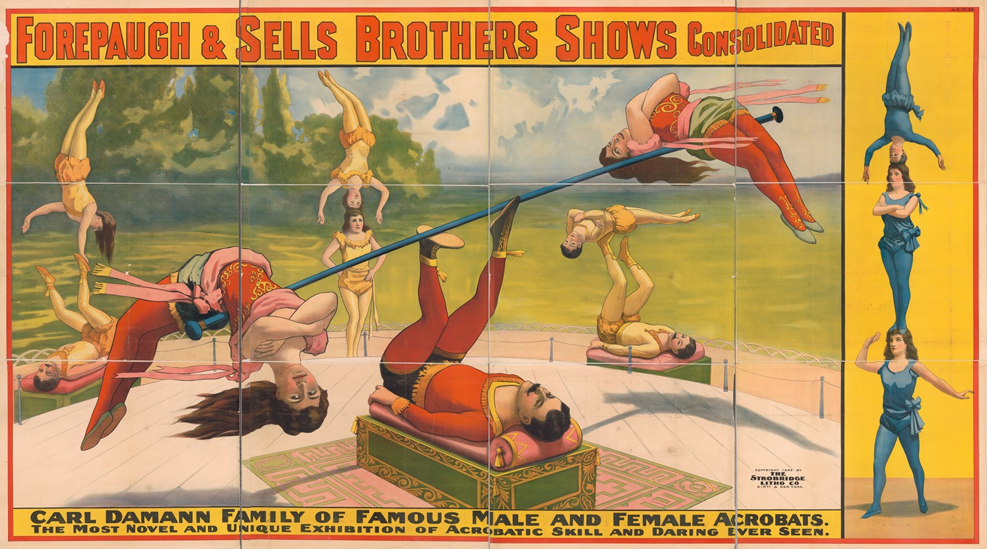 Strobridge & Co. Lith - Forepaugh and Sells Brothers shows consolidated. Carl Damann Family of famous male and female acrobats