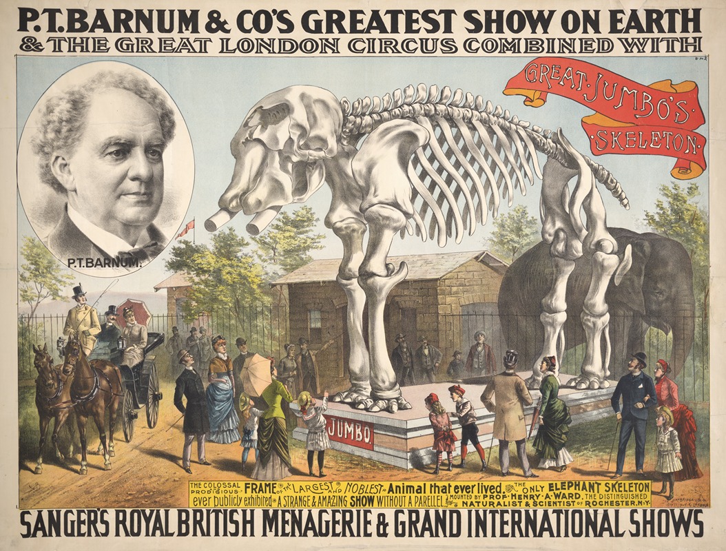 Strobridge & Co. Lith - P.T. Barnum & Co.’s greatest show on earth & the great London circus combined with Sanger’s Royal British menagerie & grand international shows