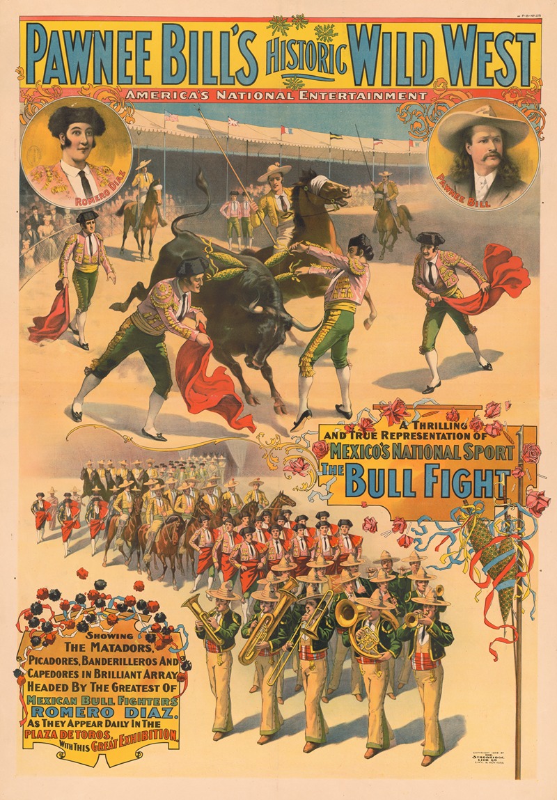 Strobridge & Co. Lith - Pawnee Bill’s historic wild west .. the bullfight …