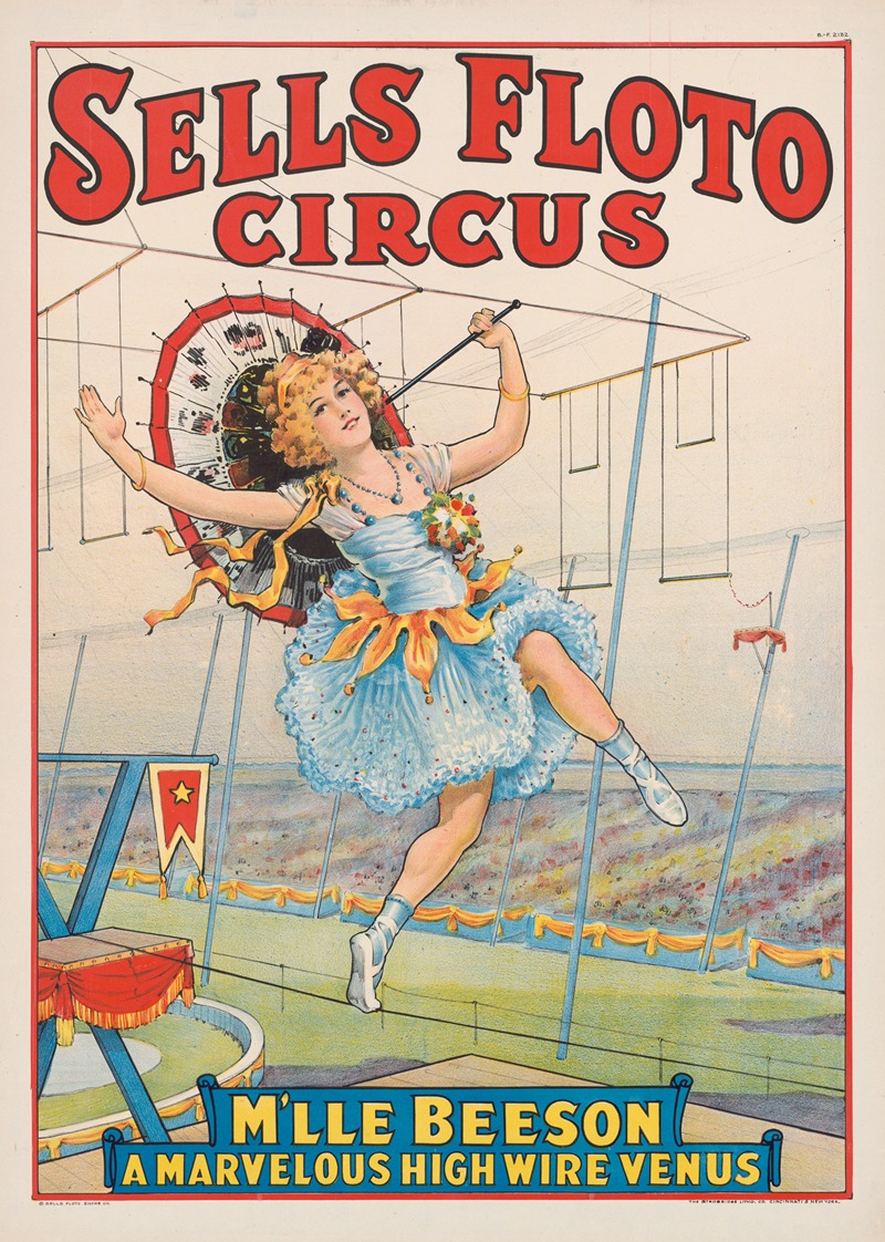 Strobridge & Co. Lith - Sells Floto circus M’lle Beeson, a marvelous high wire Venus