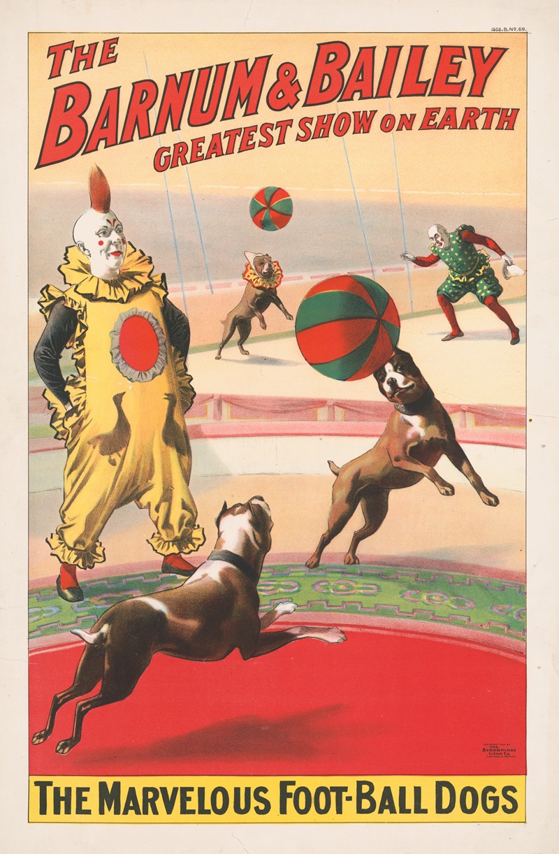 Strobridge & Co. Lith - The Barnum & Bailey greatest show on earth. The marvelous foot-ball dogs