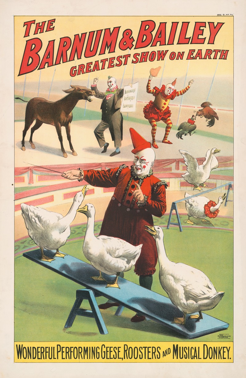 Strobridge & Co. Lith - The Barnum & Bailey greatest show on earth. Wonderful performing geese, roosters and musical donkey