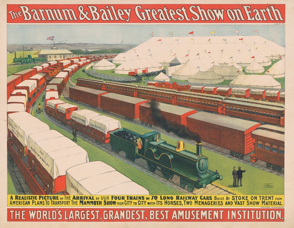 Strobridge & Co. Lith - The Barnum & Bailey Greatest Show on Earth–A realistic picture of the arrival of our four trains…