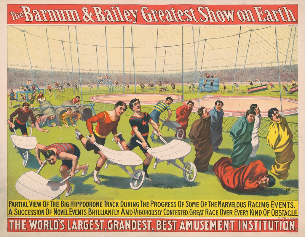 Strobridge & Co. Lith - The Barnum & Bailey Greatest Show on Earth–Partial view of the big hippodrome track…