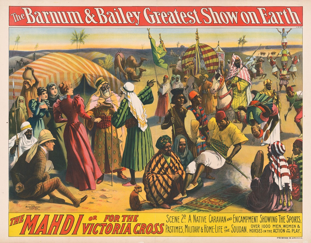 Strobridge & Co. Lith - The Barnum & Bailey Greatest Show on Earth–The Mahdi or for the Victoria Cross. Scene 2d. A native caravan …