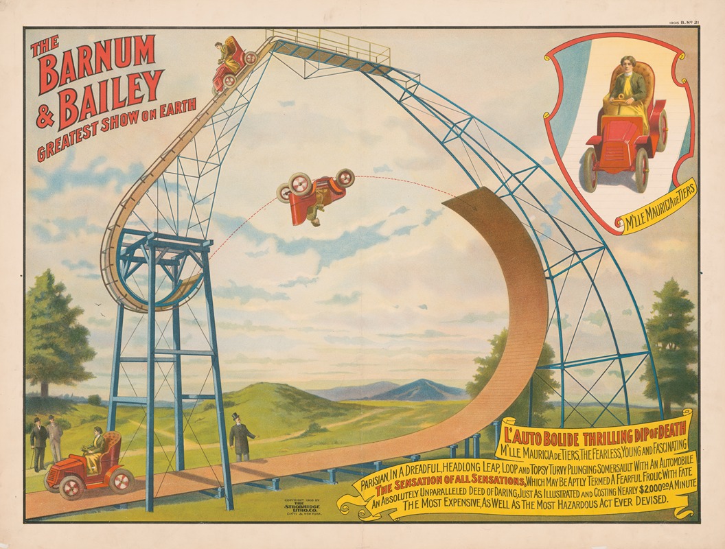 Strobridge & Co. Lith - The Barnum and Bailey greatest show on earth–L’Auto Bolide thrilling dip of death