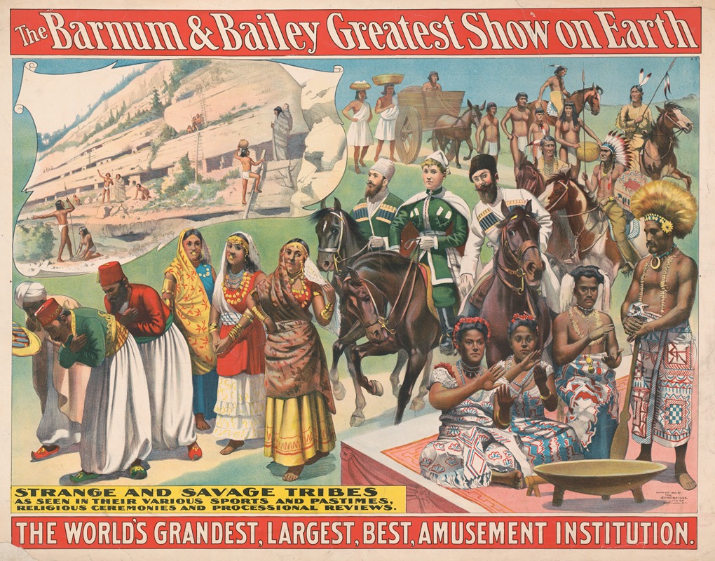 Strobridge & Co. Lith - The Barnum and Bailey greatest show on earth–Strange and savage tribes as seen in their various sports and pastimes