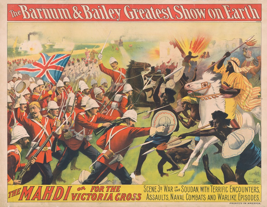 Strobridge & Co. Lith - The Barnum and Bailey greatest show on earth–The Mahdi or for the Victoria Cross–Scene 3d–War in the Soudan …