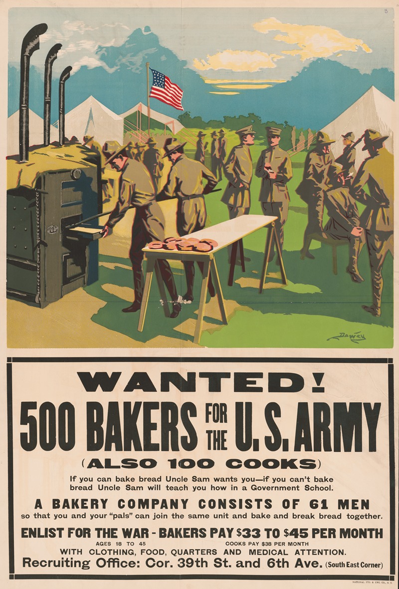 National Ptg. & Eng. Co. - Wanted! 500 bakers for the U.S. Army, (also 100 cooks)