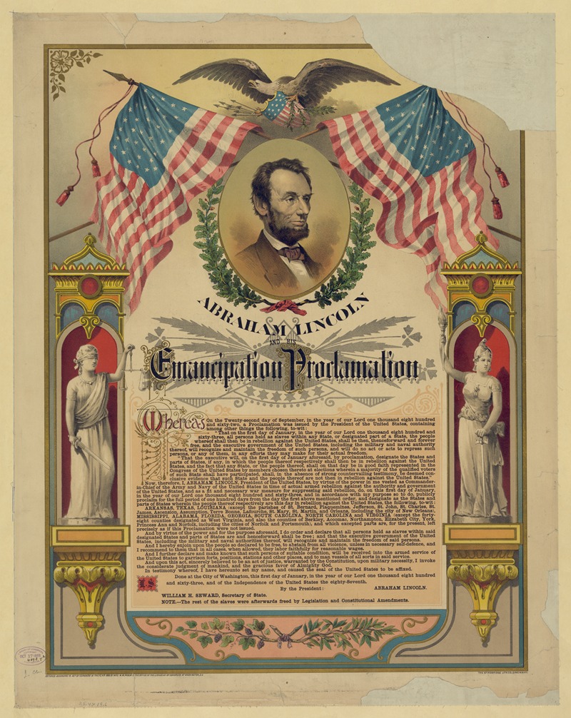 Strobridge & Co. Lith. - Abraham Lincoln and his Emancipation Proclamation