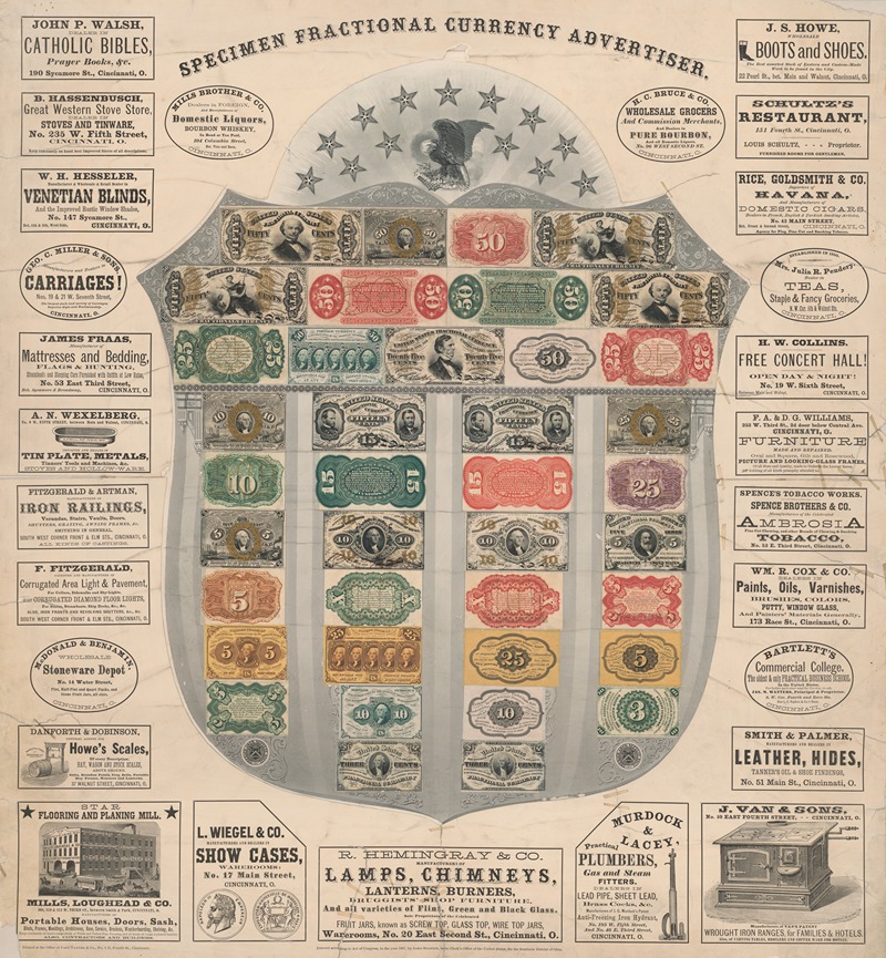 John Tanner & Co - Specimen fractional currency advertiser