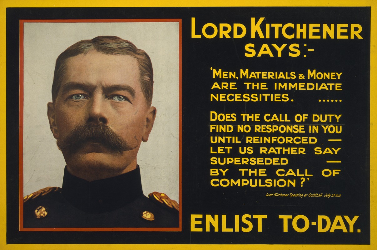 David Allen & Sons - Lord Kitchener says; Enlist to-day